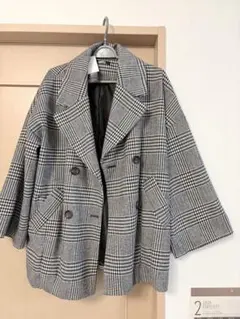チェック柄 ダブルブレストジャケット Mサイズ