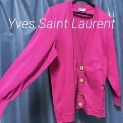 【大人気】イヴサンローラン　カーディガン　金ボタン　赤　希少　美品　レア　羽織 大人気】イヴサンローラン カーディガン 金ボタン 赤 希少 美品