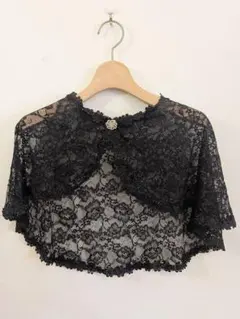 レースケープ　黒　1195　ブラック結婚式　お呼ばれ　ドレス　ラインストーン