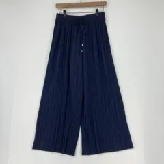 Ikka イッカ ネイビー プリーツワイドパンツ Mサイズ