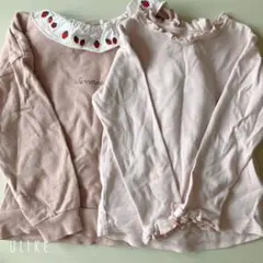 【2点セット】しまむらいちご刺繍フリルピンク長袖カットソーバースデイテータテート