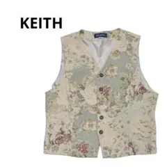 KEITH キース　ヴィンテージ風総花柄ベスト　ジレ　ボタニカル　レトロのサムネイル
