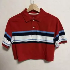 TOMMY HILFIGER ポロシャツ クロップド丈 レッド