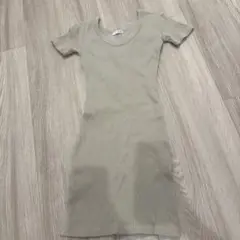 リブ編み半袖タイトワンピース