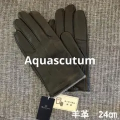【タグ付新品未使用】Aquascutum 黒羊革手袋 タッチパネル対応　24㎝