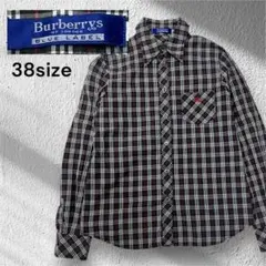 Burberrys Blue Label チェックシャツ 38 刺繍ロゴ