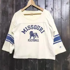 Champion 復刻 ランタグ 染み込みプリント 七分袖 Tee