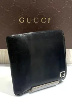 GUCCI マイクログッチ シマレザーブラック 二つ折り財布 - メルカリ