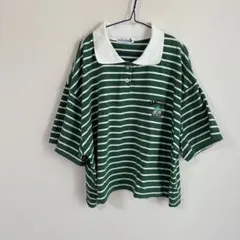 HANGYODON ハンギョドン 半袖Tシャツ ボーダー　ポロシャツ　Mのサムネイル