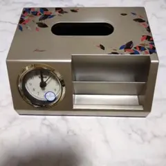 ★未使用★レトロKansai アナログ時計付き多目的ティッシュボックス
