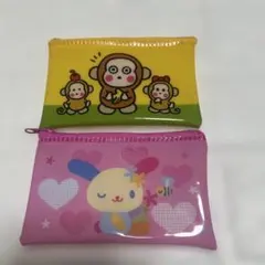 サンリオ　おさるのもんきち　ウサハナ　ファスナーフラットポーチ