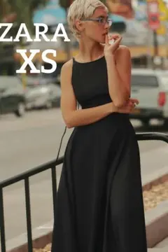 ZARA】ザラ XS トレンチフレアミディワンピース リボン キャミ