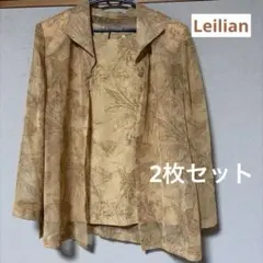 【レリアン13＋サイズ】　シアーアンサンブル　ゴールド系 ノースリーブ＋ブラウスのサムネイル