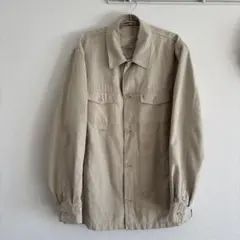 【古着】ベージュ×スウェード素材の長袖シャツ