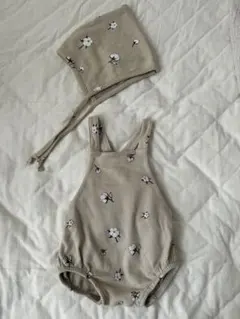 Organic Zooコットン柄ロンパース3-6とボンネット6-12セット