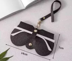 新品　黒い　合成皮革　サングラス　メガネケース　バックに付けれる 紛失防止