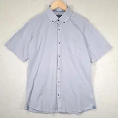 【ORIHICA GARAGE】半袖ニットシャツ 水色ボタンダウン LL 綺麗のサムネイル