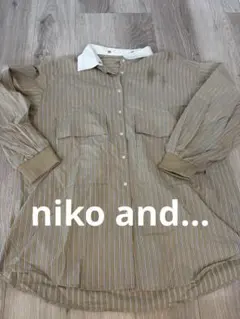 NIKO AND... ベージュストライプ 長袖シャツ L