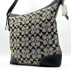 美品 コーチ ショルダーバッグ 6345 バケツ型 ブラック シグネチャー