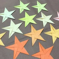 スター オレンジ 黄色 12個 折り紙メダル