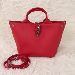 ほぼ未使用 現行品 ロンシャン ル ロゾ M 2way ハンドバッグ 赤のサムネイル