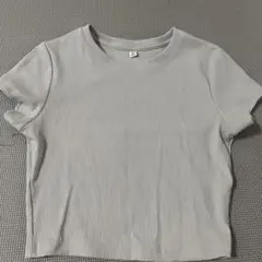 GU ベージュ リブ半袖Tシャツ Mサイズ