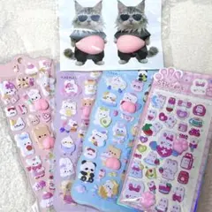 おなかシール2匹・おしりシール3枚・肉球シール1枚｜お腹シール変更可能