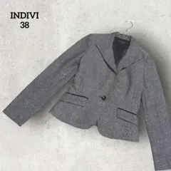 【美品】インディヴィINDIVI 黒×シルバーツイードキラキラショートジャケット