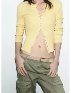 【ZARA】リブニットカーディガン