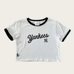 エムエルビー ロゴ リンガーTシャツ クルーネック半袖 F 白黒 綿 デートのサムネイル