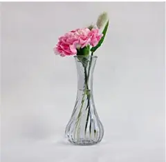 透明ガラス花瓶 曲線デザイン