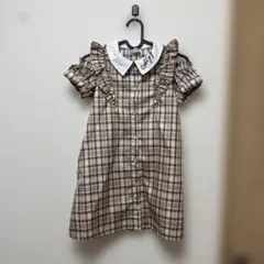 ALGY 半袖ワンピース チェック柄 フリル　130cm