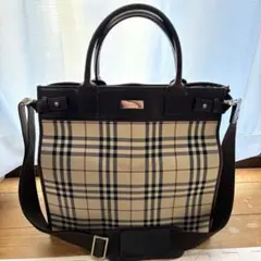 バーバリー トートバッグ 2way ショルダー紐 ノバチェック 自立型 A4可能