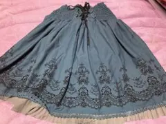 【 アクシーズファム 】 コルセット風編み上げフレアスカート レース裾 M