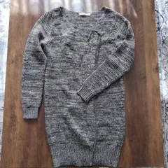 Studio Clip グレー系メランジ ニットロングカーディガン