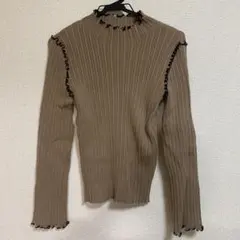 【まとめ買いセール中！】 GU ブラウン リブ編みニット Lサイズ