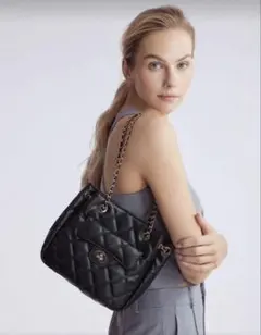 MOTF キルティング　チェーン　ハンドバッグ　ショルダーバッグ　ブラック