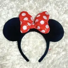 ミニーマウス カチューシャ 赤 スパンコール ディズニー