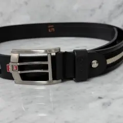 BALLY バリー ベルト 本革 ブラック ストライプ 肉厚 ロゴ 銀のサムネイル