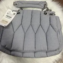 ZARAストライプ キルティング ショルダーバッグ Mサイズ