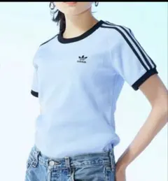 adidas ライトブルー Tシャツ　ワッフル