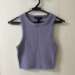 【新品】FOREVER 21 ワッフル タンクトップ パープル S 紫のサムネイル