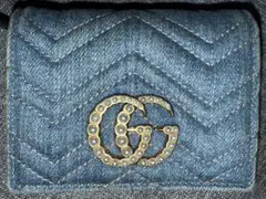 美品　GG デニム 二つ折り財布　グッチデニム財布