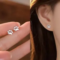 肉球ピアス S925シルバー 猫 犬 足跡 アレルギー対応 かわいいESN041
