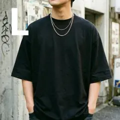 ヘビーウェイト Tシャツ 白 半袖 オーバーサイズ　ブラック　極厚　L