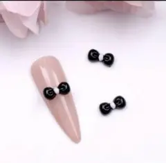 ネイルパーツ【35番】黒　ブラック　30個　リボン　アート　デコ　ねこ　レンジ。