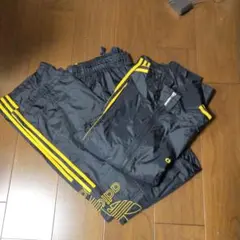 激レア アディダス セットアップ ナイロンジャージ 上下 黒 黄 トレフォイル
