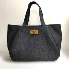 デニム素材　ハンドメイドトートバック