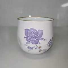 有田焼　文山窯　薔薇　紫　金縁 湯呑