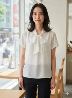 NEMIKA by Leilian ネミカバイレリアン 半袖 ボウタイブラウスS